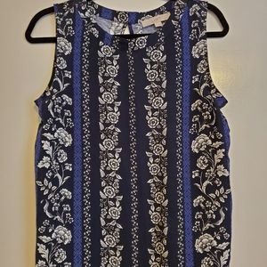 Loft blue and black floral sleeveless top
